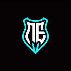 Initial N E letter with shield modern style logo template vector