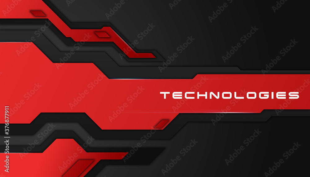 Aufkleber creative contrast abstract background in red and black colors with technologies lettering