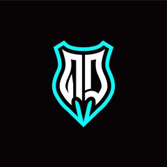 Initial Q D letter with shield modern style logo template vector
