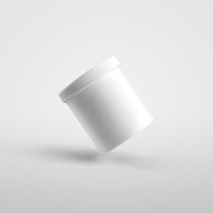 Empty plastic bottle mockup for cosmetic product, white jar with cream or gel, isolated on background.
