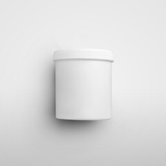 Vitamin container template, pills, white empty jar with realistic shadows for design presentation.