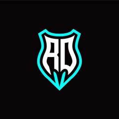 Initial R O letter with shield modern style logo template vector