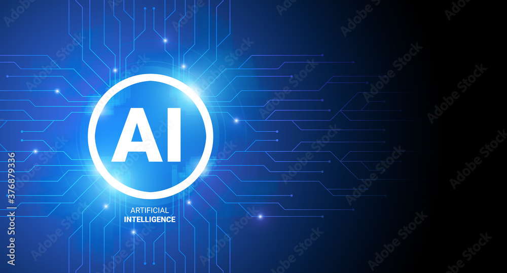 Aufkleber creative illustration for artificial intelligence concept with ai logo and neural connections