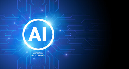 Creative Illustration For Artificial Intelligence Concept With AI Logo And Neural Connections