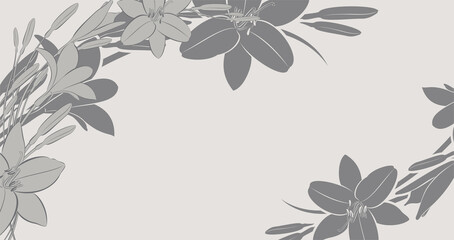 Floral background with flowers lilies. Illustration with copy space for your text.