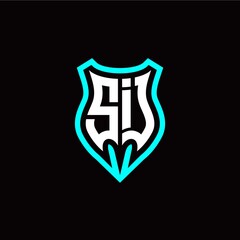 Initial S I letter with shield modern style logo template vector