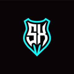 Initial S X letter with shield modern style logo template vector