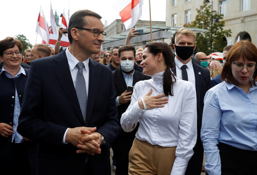 Belarusian opposition leader Tsikhanouskaya visits Poland
