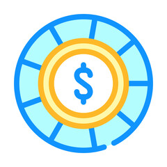casino chip color icon vector isolated illustration