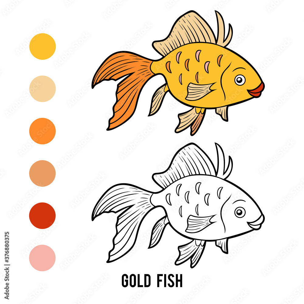 Wall mural coloring book, goldfish