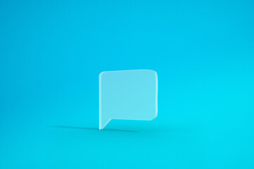 Speech balloon icon in blue background. 3D rendering.