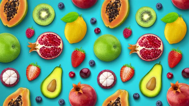 Fruit Animated Pop-Up on Blue Background