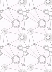 Round connect doodles seamless pattern