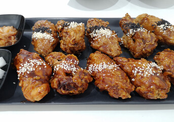 Korean style fried chicken On a white background