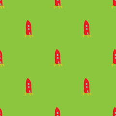 Rocket Seamless pattern. Cute Doodles space ships sketch. Hand drawn Cartoon Vector illustration