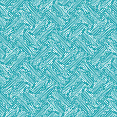 Vector fine woven texture seamless pattern background. Organic brush stroke effect cloth backdrop. Aqua blue diagonal repeat fabric, interlocking weave style. All over print for packaging, stationery