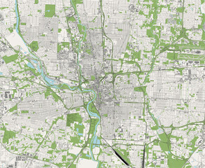 map of the city of Columbus, Ohio, USA