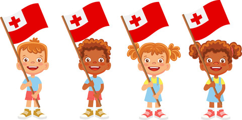 Tonga flag in hand set