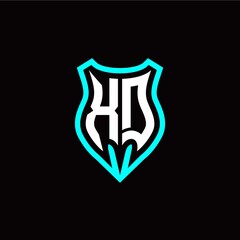 Initial X D letter with shield modern style logo template vector