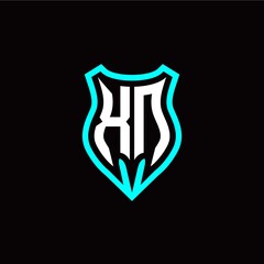 Initial X N letter with shield modern style logo template vector