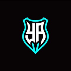 Initial Y A letter with shield modern style logo template vector