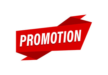 Promotion written,  red flat banner Promotion 