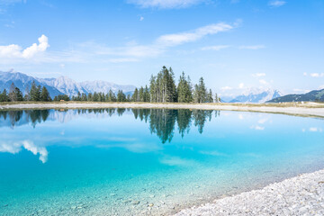 Mountain lake landscape view