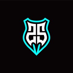 Initial Z S letter with shield modern style logo template vector