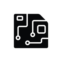 Circuit board icon vector. Solid web symbol on white background - editable stroke vector illustration eps10