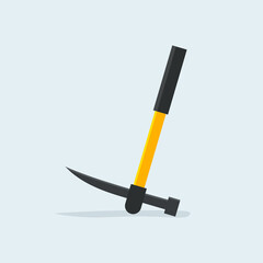 Mine pickaxe. Flat style vector illustration. 
