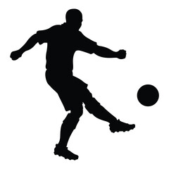 Fototapeta na wymiar Silhouette of a football player who shooting a ball. 