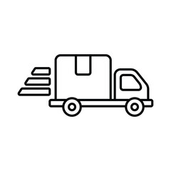 fast delivery truck icon, express delivery, quick move, line symbol on white background - editable stroke vector illustration eps10