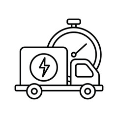 fast delivery truck icon, express delivery, quick move, line symbol on white background - editable stroke vector illustration eps10