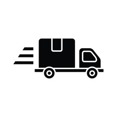 Naklejka premium fast delivery truck icon, express delivery, quick move, solid symbol on white background - editable stroke vector illustration eps10