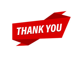 Thank you written,  red flat banner Thank you