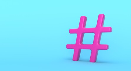 Obraz premium Hashtag symbol on background. Social media network concept illustration. 3D rendering.
