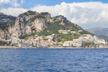 Panoramic view of the Praiano city, Italy