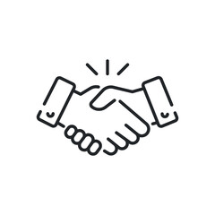 Line icon style commitment meeting agreement. Hand shake for deal contract, partnership, teamwork, business greeting. Simple outline for web app.Vector illustration. Design on White background. EPS 10