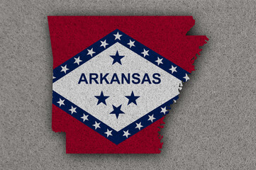 Karte und Fahne von Arkansas auf Filz
