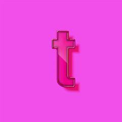 Glass and neon violet realistic font character, vector illustration