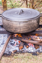 Cuisine extérieure au feu de bois 