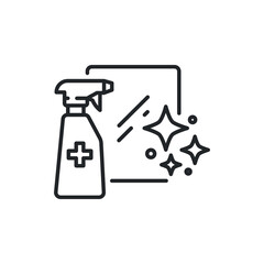 clean surface icon, easy cleaning, thin line symbol on white background - editable stroke vector illustration eps 10