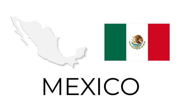 Vector of Mexico map with flag isolated on white background