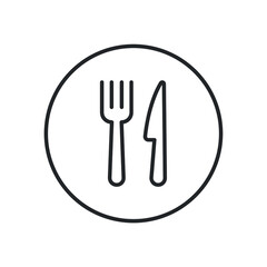 Fork and knife icon, silverware line sign on white background - vector illustration eps10