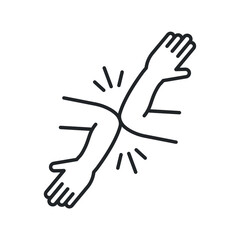 Greeting without shaking hands in covid-19 pandemic, elbow shake, elbow bump. No hand shake. Coronavirus, elbow greeting, social distancing icon. vector illustration. design on white background. EPS10