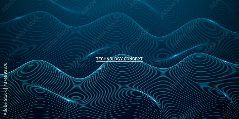 Aufkleber technology concept. abstract futuristic illustration with digital wave pattern over dark background