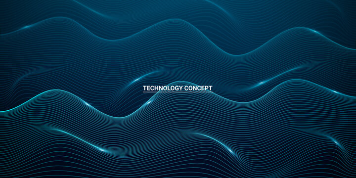Fototapeta Technology Concept. Abstract Futuristic Illustration With Digital Wave Pattern Over Dark Background