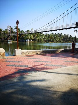 Biyyam Kayal Hanging Bridge, Ponnani,  Kerala,  India