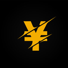 Sliced yellow character from a fontset, vector illustration