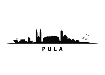 Naklejka premium Pula Croatia City Skyline Landscape Black Shape Silhouette Graphic
